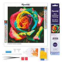 Mini Diamond Painting Broderie Diamant Figured’Art 25x25cm toile entière roulée avec diamants ronds - Rose Multicolore