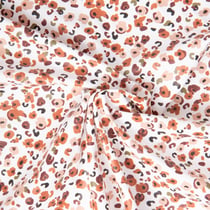 Tissu Imperméable imprimé Ebbie Léo chocolat sur fond Ecru
