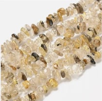 Chapelet de perles en quartz naturelle forme nuggets marron beige jaune