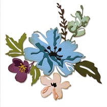 Gabarit de découpe pour machine Sizzix Tim Holtz - Fleurs coup de pinceau - 8 pièces
