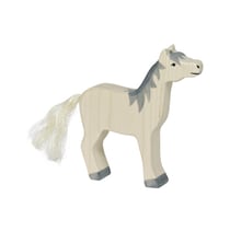 Figurine Holtztiger Cheval tête haute crinière grise