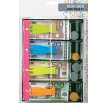 Tiroir caisse avec pieces et billets euros - argent factice - jeu imitation marchande