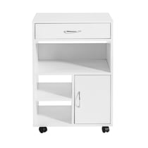 SoBuy FBT106-W Support Imprimante Roulant Bureau Mobile Caisson Meuble de Rangement Bureau avec tiroir et porte Blanc