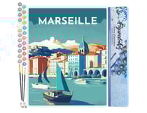 Peinture par Numéro Figured'Art Affiche Vintage Marseille - Activité Manuelle Kit de Loisir Créatif DIY Numéro d'Art Complet - 40x50cm sans châssis en bois