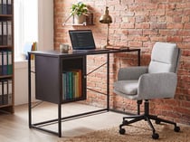 Bureau Noir en Métal avec Rangement Acier Thermolaqué Style Moderne Industriel