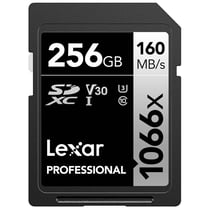 Carte SDXC Lexar 1066x - 256Go - Class 10, U3, V30 - Noire et grise