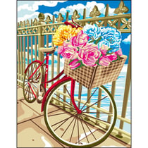 Princesse - Canevas antique Bicyclette fleurie 50x65cm