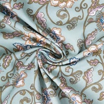 Tissu Coton imprimé Arty Kinsta vert et bronze sur fond Vert menthe