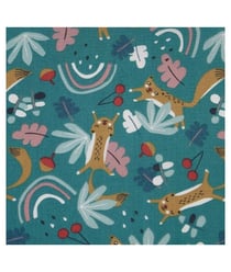 Tissu coton enfant écureuil de 150 cm de largeur lousticvert vendu par 50 cm