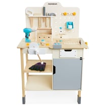 Atelier Enfant bois, Établi avec Outils, 74 éléments de bricolage Bois, table de travail