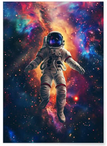 Affiche Astronaute dans une Nébuleuse | A3 : 29,7x42cm