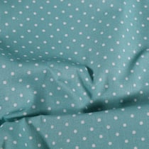 Tissu Coton enduit Petits pois blancs sur fond vert d'eau