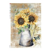 1 feuille de papier de riz 22.5 x 32 cm découpage collage Paper Designs FLEUR TOURNESOL 0073 B