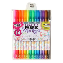 Feutres textiles double pointe - Tulip - Multicolore - Pointe pinceau et extra-fine