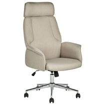 Chaise de Bureau Fauteuil à Roulettes Rembourré et Tapissé en en Tissu Beige avec Structure en Métal Argenté Hauteur Réglable Beliani
