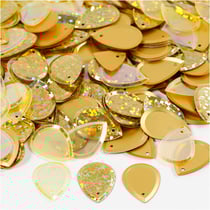 Sequins, goutte de pluie, dim. 14x19 mm, or, 50 gr/ 1 Pq.
