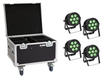 EUROLITE Set 4x led ip par 7x9w scl spot + boitier à roulettes