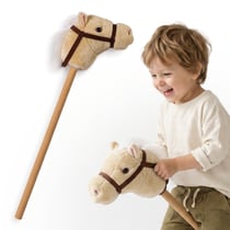 Cheval à bâton Hobby Horse peluche douce Mamabrum Beige dès 18 mois 80 cm