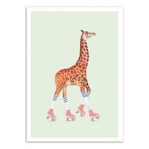 Affiche 30x40 cm - Rollerskating Giraffe - Jonas Loose