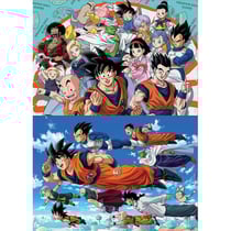 2 puzzles :dragon ball z : vegeta - son goku - son goten 100 pieces - collection dessins animes educa 18214