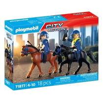 71877  2 policiers cavaliers avec leurs chevaux