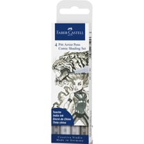 Feutres - Faber-Castell - Pitt Artist Pen - Gris - Comic - Etui de 4 feutres
