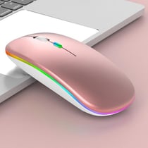 Souris Sans Fil RGB Bluetooth Silencieuse Ergonomique Rechargeable Avec 3 Boutons Rose YONIS