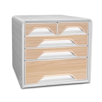 Bloc de classement 5 tiroirs panachés Smoove Blanc et hêtre - CEP