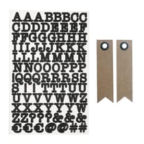 Stickers alphabet et chiffres noir + 20 étiquettes kraft Fanion