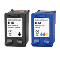 Pack Cartouches Compatibles HP 56 57 pour Deskjet 450–9680, OfficeJet 1100–6150, PhotoSmart 130–7960, PSC 1100–2575