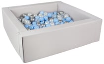Piscine à balles carrée avec 300 balles - gris/perle, transparent, bleu clair, argent