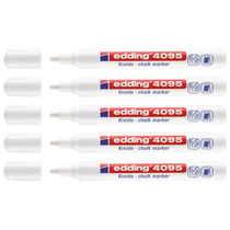 Lot de 5 marqueurs craie liquide EDDING 4095 blanc pointe ronde 2-3 mm