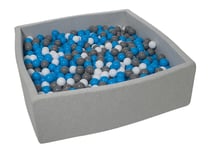 Piscine à balles pour enfant, 120x120 cm, Aire de jeu + 1200 balles blanc, bleu, gris - Velinda