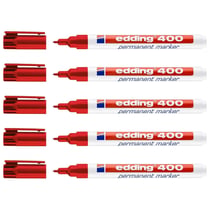 Lot de 5 marqueurs permanents - EDDING - Pointe fine 1 mm - Rouge