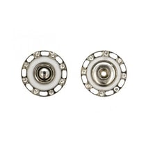Lot de 6 boutonss pressions strass 24mm couleur argent