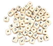 Perles Dé en bois Alphabet lettres 1 cm 70 pièces