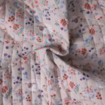 Tissu Matelassé Coton réversible La Prairie Enchanté sur fond Vieux rose - Au mètre