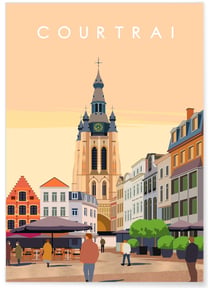 Affiche ville Courtrai | A3 : 29,7x42cm