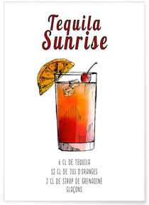 Affiche Cocktail Tequila Sunrise | A3 : 29,7x42cm