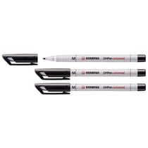Lot de 3 feutres pour transparents - encre soluble - pointe médium - STABILO - Noir