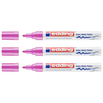 Lot de 3 marqueurs peinture permanente - EDDING - Pointe ronde 2-4 mm - Rose