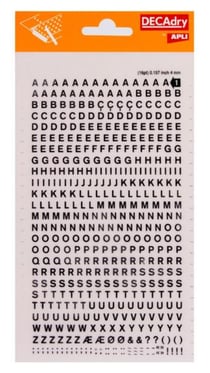 Lettres alphabet Transfert Noir 4mm