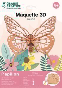 MAQUETTE BOIS 3D PAPILLON 22 PCES