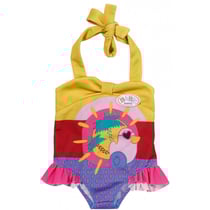 Maillot de bain jaune rouge bleu avec canard rose baby born - habit poupee 39 a 46 cm - zapf creation (za54)