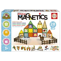 Magnetics Ecoferme - Jeu de construction - EDUCA - 28 pièces magnétiques, 2 animaux, 8 cartes