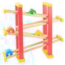 Beeboo - toboggan a billes en bois - circuit en bois avec 4 formes - jouet 1er age