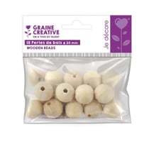 SACHET 18 PERLES DE BOIS  Ø 20 mm