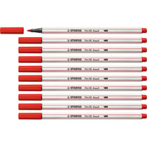 Lot de 10 feutres de coloriage pointe pinceau - STABILO - Pen 68 brush - Rouge carmin