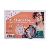 Paquet de 50 Flashcards sous film + anneau - bristol ligné perforé - format A6 - Couleurs assorties - x 19 - Exacompta