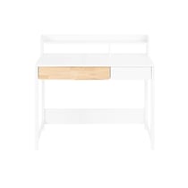 SoBuy FWT106-W Bureau Informatique, Bureau d'Ordinateur,Table d'Étude à Domicile, Table à Travaille avec 1 Étagère et 2 Tiroirs